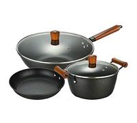 CHCWR Cooking Pot, Non Stick Cookware Sets,3 Piece Stone-Derived Pots and Pans,Frying Pan and Saucepan Set for Baking,Broiling,Frying,Roasting