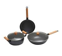 CHCWR Cooking Pot, Non Stick Cookware Sets,Iron Cooking Pots and Pans,Frying Pan and Saucepan Set Suitable for All Stoves,Including Induction,3PCS vision