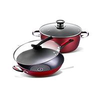 CHCWR Cookware Set Soup Pot Set Frying Pan Milk Pot Cooking Pot Pan Induction Cooker Non-Stick Pan Set Casserole Wok