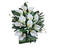 CHCWR Cream Calla Lily Jumbo Cemetery Cone, Yellow Cemetery Cone Grave Flowers for Beautiful Funeral or Memorial Decoration 12 Bundles Artificial Flowers Outdoor Fake Fall Fl