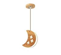 CHCWR Creative Moon Ceiling Lamp Pendant Lamps Children's Room Star Moon Chandelier, Led Japanese Solid Wood Lamp Chandelier E14 for Living Room, Dining Room and Bedroom Change for The Better vision