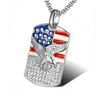 CHCWR Customized engraved military brand hip-hop jewelry, titanium steel gold-plated diamond inlaid national flag eagle pendant necklace