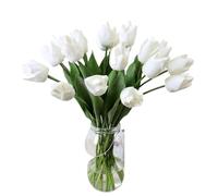 CHCWR Exotic Dried Flower Bouquet 12 Heads Real Touch Tulip Bouquet,Artificial Flower Bundle for Wedding Party Decor Table Floral Centerpiece(NO VASE)(10stems,Pink)