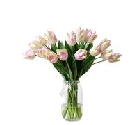 CHCWR Exotic Dried Flower Bouquet 12 Heads Real Touch Tulip Bouquet,Artificial Flower Bundle for Wedding Party Decor Table Floral Centerpiece(NO VASE)(10stems,White)