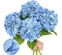 CHCWR Exotic Dried Flower Bouquet 22.44In Pink Hydrangea Artificial Flowers,4PCS Real Touch Large Hydrangea Flowers for Home Office Decor Wedding Party Arrangements(Blue)