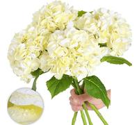 CHCWR Exotic Dried Flower Bouquet 22.44In Pink Hydrangea Artificial Flowers,4PCS Real Touch Large Hydrangea Flowers for Home Office Decor Wedding Party Arrangements(Blue)