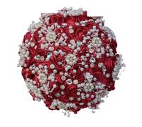 CHCWR Exotic Dried Flower Bouquet 26" Ivory Bridal Wedding Bouquet, Handmade Rose Flower Bouquet for Bride Wedding(Burgundy)