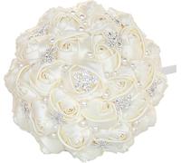 CHCWR Exotic Dried Flower Bouquet 26" Ivory Bridal Wedding Bouquet, Handmade Rose Flower Bouquet for Bride Wedding(Burgundy)