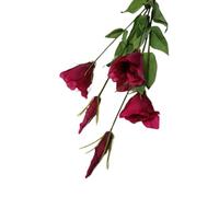 CHCWR Exotic Dried Flower Bouquet 5 PCS Artificial Burgundy Lisianthus, Artificial Spring Flowers for Farmhouse Home Boho Wedding Table Centerpiece and DIY Decor
