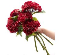 CHCWR Exotic Dried Flower Bouquet 5PCS Artificial Hydrangea Flower, 21.7 inch Real Touch Faux Flowers for Home Party Wedding Centerpieces Decor(Blue)