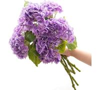 CHCWR Exotic Dried Flower Bouquet 5PCS Artificial Hydrangea Flower, 21.7 inch Real Touch Faux Flowers for Home Party Wedding Centerpieces Decor(Blue)