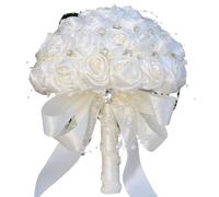 CHCWR Exotic Dried Flower Bouquet 6.3" Mini Bridal Wedding Bouquet, Beautiful Artificial Rose Bouquet for Bride Bridesmaid Wedding(Light Blue)
