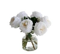 CHCWR Exotic Dried Flower Bouquet 6Pcs Artificial Rose Peonies Flowers with Vase, Pink Real Touch Peonies Flowers for Home Decor(Purple)