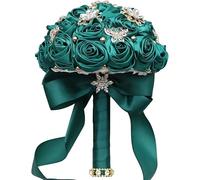 CHCWR Exotic Dried Flower Bouquet 8.3" Handmade Rose Bridal Bouquet，Beautiful Artificial Bouquet for Wedding Party(Navy Blue)