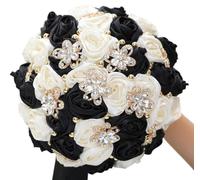 CHCWR Exotic Dried Flower Bouquet 8.3" Handmade Rose Bridal Bouquet，Beautiful Artificial Bouquet for Wedding Party(Navy Blue)