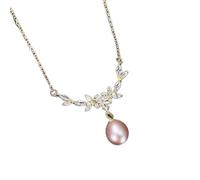 CHCWR Fancy Flower Natural Pearl Pendant Necklaces Jewelry Women Bridal Wedding Gift Fine Jewelry