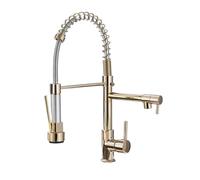 CHCWR Faucet, Black Rose Gold Kitchen Faucet, Nickel Brushed Spring Pull Down Faucets, 2 Functions Stream Spray Hot and Cold Water Mixer Taps(Nero-1)