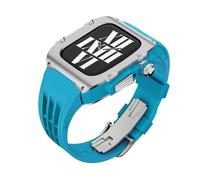 CHCWR For Band 9 8 7 44mm 45mm Series Luxury Modification Kit,Fluororubber Watch Strap Titanium alloy Case,For SE 6 5 4 Diy Mod Kit
