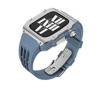 CHCWR For Band 9 8 7 44mm 45mm Series Luxury Modification Kit,Fluororubber Watch Strap Titanium alloy Case,For SE 6 5 4 Diy Mod Kit