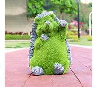 CHCWR Garden Flocking Rabbit Statue Decor-Easter Moss Bunny Figurines Ornament,Artificial Turf Animal,Green Environmental Waterproof FRP,for Patio Lawn Yard,K