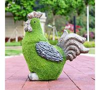 CHCWR Garden Flocking Rabbit Statue Decor-Easter Moss Bunny Figurines Ornament,Artificial Turf Animal,Green Environmental Waterproof FRP,for Patio Lawn Yard,K