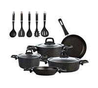 CHCWR Granite Cookware Set 13 Pieces Black Pot Glass Lid Kitchen Kit Set Kitchen Tools