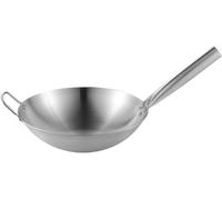 CHCWR Handmade Pot,304 Stainless Steel Stir Fry Pan, Uncoated Non-Stick Pot Pre-Seasoned Iron Wok Pan-30cm