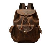 CHCWR Handmade Vintage Genuine Leather Backpack For Men Shoulder Bag Retro Cowhide Leather Knapsack Casual Travel Backpack For Men