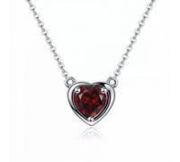 CHCWR Heart Pendant Natural Gemstone Red Garnet Solid Necklace Fine Wedding Bridal Jewelry for Women