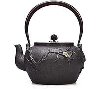 CHCWR Japanese Style Cast Iron Teapot with Infuser Cast Iron Tea Kettle with Trivet Stand and Stainless Steel Lid Anti Rust Teapot for Electric Ceramic Stove Boiling Tea Black 1