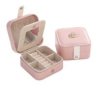 CHCWR Jewelry Box Travel Leather Jewelry Box Multi-functional Necklace Earring Ring Double-layer Storage Box 4.33 * 4.33 * 2.28in Portable