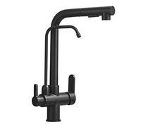 CHCWR Kitchen Faucet 3 Ways with Shower Extendable Brass 360 ° Swiveling Drinking Water Faucets Hot and Cold Water Kitchen Faucets Black