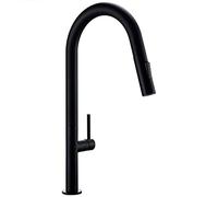 CHCWR Kitchen Faucet, Brass Pull Out Kitchen Sink Taps with Dual Function Sprayer, 360 Degree Rotation Single Handle Kitchen Hot and Cold Water Mixer Tap,Black (Color : Black Gold) (Nero)