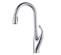 CHCWR Kitchen Faucet with Pull Down Sprayer Brass Dual Function Telescopic Sink Tap Hot and Cold 360° Rotation Splash-Proof Faucets for Kitchen Sinks-Black (Color : Cromo)