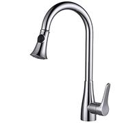 CHCWR Kitchen Faucet with Pulldown Sprayer, 360°Swivel Kitchen Sink Faucet, High Arc Single Handle Hot and Cold Water Kitchen Mixing Faucet, Modern Faucet, Chrome (Color : Cromo)