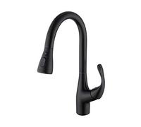 CHCWR Kitchen Faucets with Pull Down Sprayer 360°Rotating hot and Cold Water Faucet 2 Modes, Brass Telescopic, for Laundry Table, Sink, Sink-Black(Black)