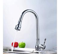 CHCWR Kitchen Taps Kitchen Tap Faucet Extendable Kitchen Faucet + Round Pearl Handle + Black Mixer Tap with Chrome Finish