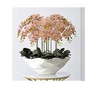 CHCWR Large Artificial Orchid with White Vase Decorative Pu Phalaenopsis Artificial Flowers Arrangement Potted Fake Plants Table Centerpieces Living Room Home Decor