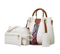 CHCWR Leather Backpack Bags For Women Slingbag For Men 4pcs Women's Crossbody Bag Ethnic Printing Retro Pattern Hand Bag Shoulder Bag+Card Package Leather Laptop Bag Men Teenage Girls School Bags