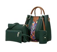 CHCWR Leather Backpack Bags For Women Slingbag For Men 4pcs Women's Crossbody Bag Ethnic Printing Retro Pattern Hand Bag Shoulder Bag+Card Package Leather Laptop Bag Men Teenage Girls School Bags