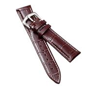 CHCWR Leather Straps Compatible with Leather Watch Strap Pp Pin Buckle 19mm20mm21mm22mm Men's Watchband(Brown Silver,20mm)