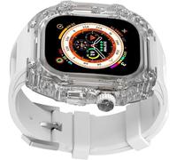 CHCWR Luxury Women Crtstal Transparent Watch Case Rubber Bands，For Ultra 8/7/6/5/4/SE 49mm 45mm 44mm，Hard PC Bezels RM Style Watch Sport Wrist Band Accessories