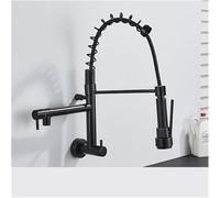CHCWR Matte Black Pull Down Kitchen Faucet Single Cold Water Double Spout Kitchen Faucet 4 Colors Wall Mount ABS Spout Crane(Chrome Faucet)