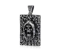 CHCWR Men's Devil Skull Pendant, Gothic Vintage Skull S Pendant Necklace,pendant + chain 60cm