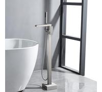 CHCWR Modern Freestanding Bathtub Faucet with Floor Mount Design High Flow Brass Tub Filler for Bathroom 2 Function Shower Faucet with Handheld Sprayer