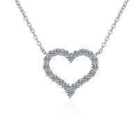 CHCWR Moissanite Necklace Heart Pendant Diamond Necklace For Women 925 Prong Setting Moissanite Heart Pendant Jewelry