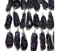 CHCWR Natural Meteorite Pendant Silver Wire Winding Crystal Jewelry Black Falling Stones Necklace for Gift 1PC