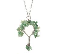 CHCWR Natural Raw Stone Handcrafted Necklace Metal Wrapped Eternal Stone Long Unique Tree of Life Design