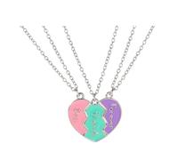 CHCWR Necklace for 3 Heart Broken Stitching Best Friend Pendant for Women Friendship Jewelry Gift