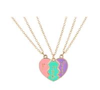CHCWR Necklace for 3 Heart Broken Stitching Best Friend Pendant for Women Friendship Jewelry Gift